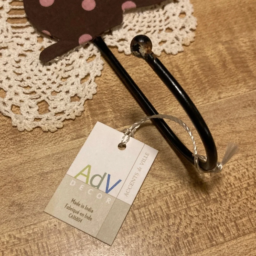 Brown And Pink Polka Dot Dog Wall Hook